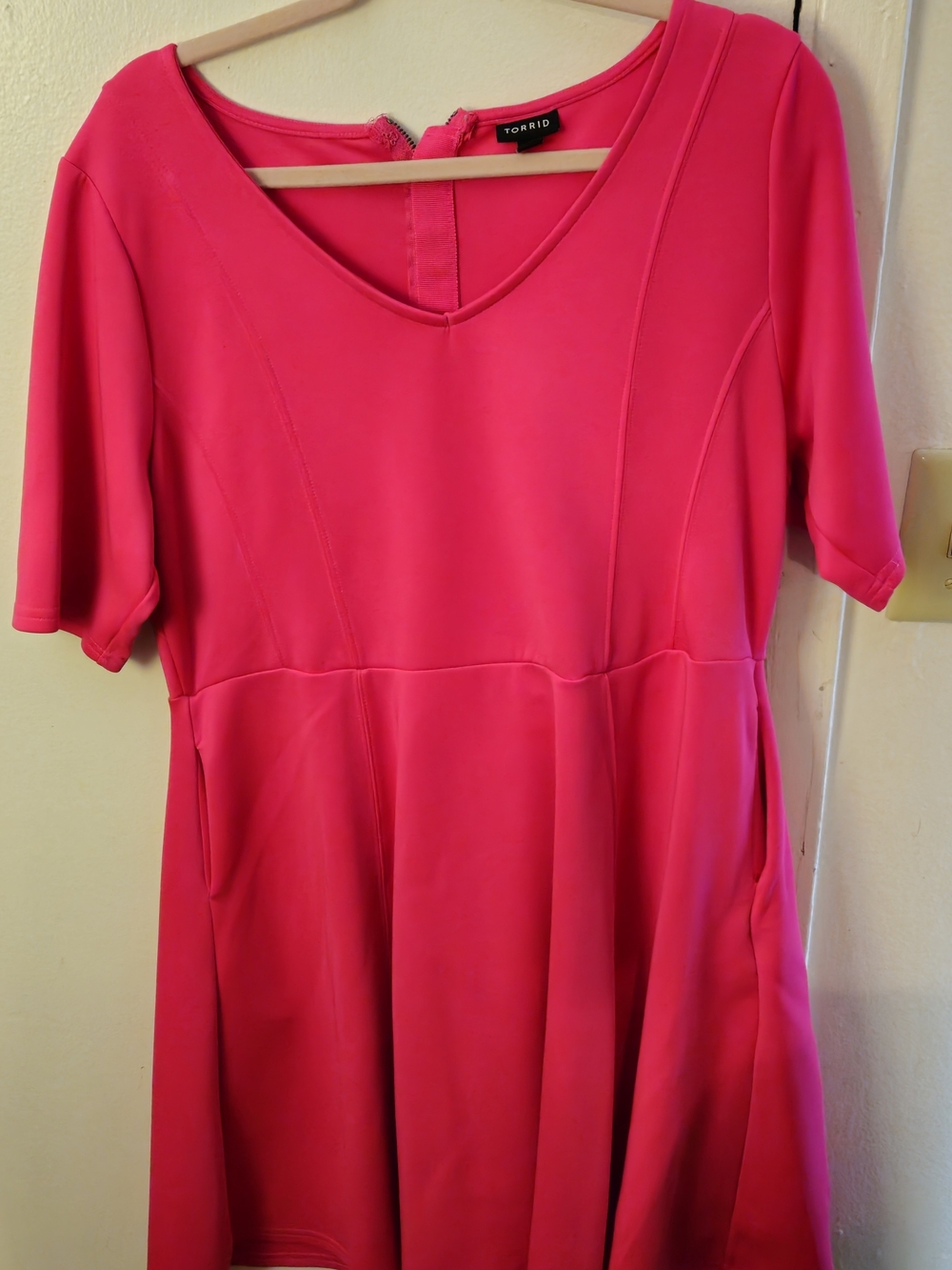 Torrid Hot Pink V-Neck Peplum Top